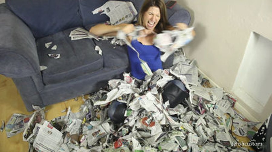 Buffy Newspapers Destruction in Leather Boots